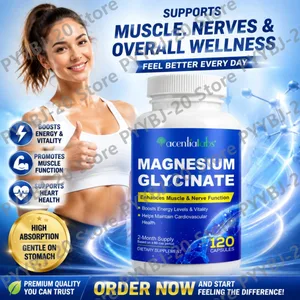 Acentiallabs Magnesium Glycinate 120 tobolek – čistý organický vegetariánský podporuje zdraví kostí, spánek a podporu svalů a nervů