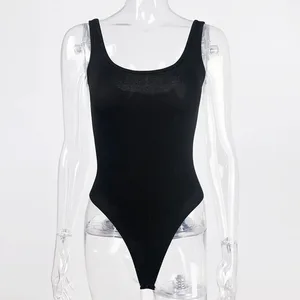 Kvinneklær Low Cut Bodysuits Ermeløse Ryggløs Slim Fitness Camisole Ribbete strikkede Jumpsuits Sex Playsuits Y2K Qxtraf2414