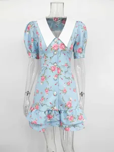Módní minišaty s potištěnou klopou Dámské Krátký rukáv Patchwork Kontrastní elegantní letní šaty 2025 Dámské bodycon šaty