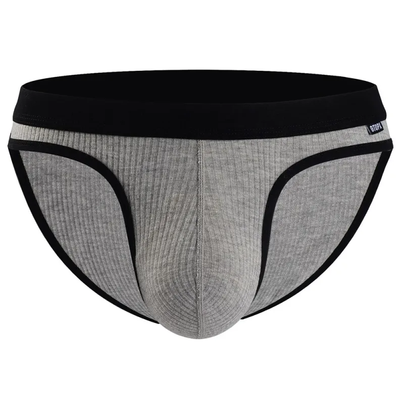 Slip homme côtelé rayé doux culottes sous-vêtements hommes vêtements de plage respirant poche bombée caleçon taille basse homme