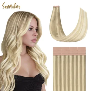 Sunmofavo Nastro Senza Cuciture Nelle Estensioni Dei Capelli 100% Veri Capelli Umani Remy Lisci Da Castano Cenere A Biondo Platino Ombre Lucidi Setosi 20 Pezzi 50g Tenuta Salda Dopo L'applicazione Di Calore Volume Istantaneo Nastro Professionale Per Saloni