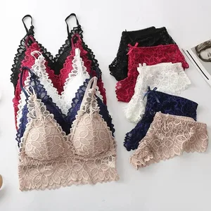 Sexy Lace Women Underwear Set Seamless Wire Free Bra Sets Hollow Out Bra at Panty Set Para sa Babae Embroidery Intimate Lingerie