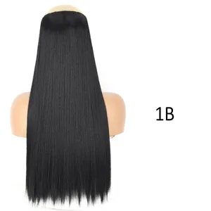Syntetisk Lang Lige Frisure 5 Clip In Hair Extensions 32 Tommer One Piece Hairpiece Brun Blond Sort Falsk Hår Til Kvinder