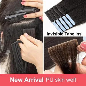 Invisible Tape In Extensions Emberi Haj Seamless Pu Skin Weft Injektált hajhosszabbítók Kézzel kötött ragasztók Tape-Ins 10db/csomag