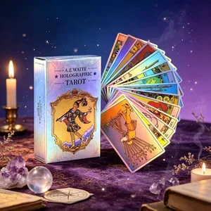 Színes holografikus Waite Tarot szabványos 78 kártya konfiguráció tükör fény és árnyék kártya arc magával ragadó jóslás
