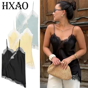 Asymmetrical Slip Top Women Summer 2025 Y2K Tanks & Camis Lace Black Off Shoulder Top Κομψή αμάνικη εξώπλατη καμιζόλα