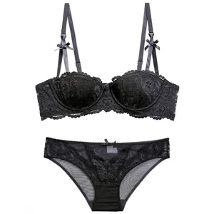 Sexy Bra Set Women Lace Push Up Seamless Bra Lingerie Set Pang-araw-araw na Underwear Bra at Panty Set