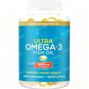 Halolaj Omega 3 Mini lágyzselé 1000mg EPA + DHA Ultra Pure Supplements Szívegészségügyi Támogatás Könnyen lenyelhető Minis 180 Count