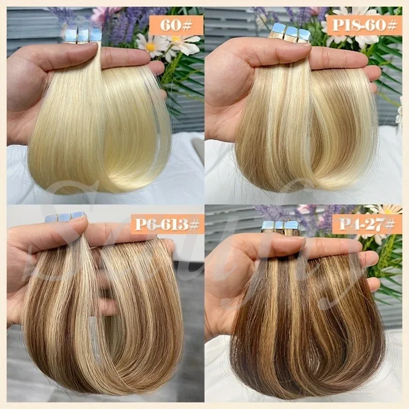12-20inches Balayge Blonde Mini Tape in Human Hair Extensions Double Side Invisible Seamless Tape Ins Hair 10pcs/Pack Natural Straight Black Blonde Balayge Brown Mini Tape In Hair Extensions