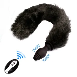 Πρωκτικό βύσμα Fox Tail με τηλεχειριστήριο που δονείται - ψεύτικη γούνα και σιλικόνη με ρόλο παιχνίδι για ενήλικες Πολύχρωμα παιχνίδια σεξ BDSM για ζευγάρια