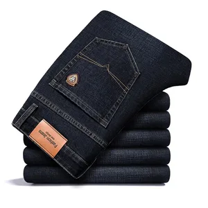 BAO 2026 automne printemps ajusté droit stretch denim jean style classique badge jeunes hommes d'affaires jeans décontractés pantalon