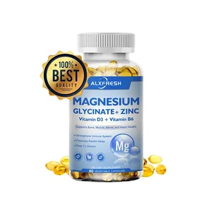 Glycinát hořečnatý v kapslích 500 mg se zinkem Vitamin D3 B6 Doplněk výživy pro podporu paměti mozku Spánek Calm