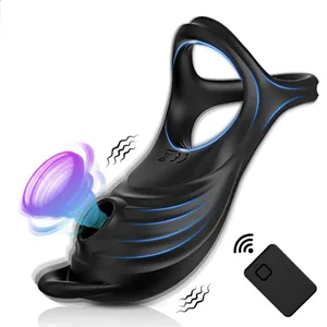 Sucking Vibrating Cock Ring para sa Mga Lalaki Remote Control Penis Ring Ejaculation Delay Clitoris Sucker Stimulation Sex Toy para sa Mag-asawa