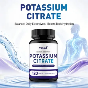Citrato de potasio: mantiene el equilibrio de electrolitos y apoya la salud de los vasos sanguíneos, los huesos y los músculos y el corazón - 120 cápsulas