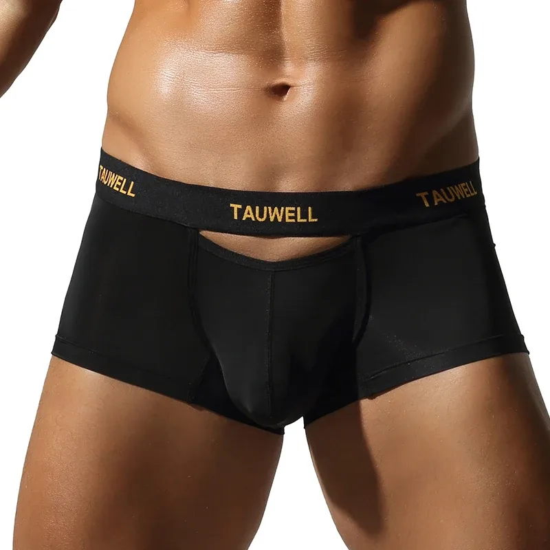Herrenunterwäsche, bequem, kühl, dünn, sexy, halbtransparent, flacher Winkel, mit U-förmigem Beutel