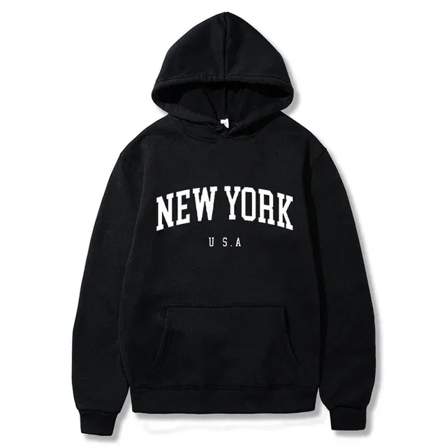 Women New York U.S.A City Hoodies Fashion Letter Printed Graphic Sweatshirts Loose CasuaMen l Harajuku Hooded Pullover Sportwear