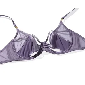 Akciós áttetsző, hálós fehérnemű szett, párnázat nélkül, puha dróttal nyomható, átlátszó virágos csipke bralette sötét romantikus stílus