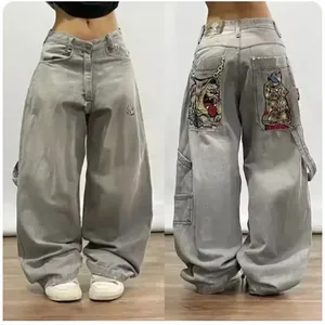 Calle Y2K tendencia de estilo americano pantalones vaqueros rectos sueltos mujeres Harajuku Hip Hop Joker pantalones anchos pareja Casual pantalones vaqueros de talle alto