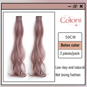 Synthetic 2 Pieces Set 50cm 60cm Colored Curly Hair Extension Water Wave Pink Blue Purple Halloween Christmas Wig