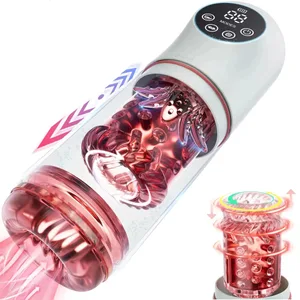 Sucção rotativa automática masturbador masculino bomba de pênis empurrando lambendo máquina de sexo Stroker bolso buceta brinquedos sexuais adultos para homens