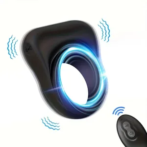 Vibrating Cock Ring with Clitoral Stimulator 10 Vibration Modes Male Vibrator Remote Control Adult Toy for Couples Men Sex Toys