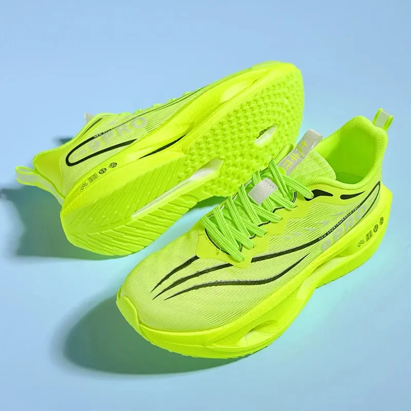 New Men's Carbon Plate Sneakers Outdoor Soft Sole Mesh Sports Shoes Running Shoes Light Anti-Slip Casual Couple Tennis Shoes 33-