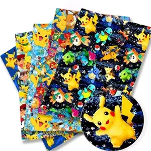 Pokemon Hoạt Hình Fabric140*50cm Handmade May Miếng Dán Cường Lực Quilting Bé Nhà Tấm Vải In Hình Vải May Trẻ Em