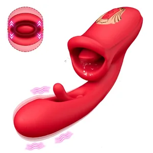 Tikken Klapperen Vagina Dildo Vibrator voor Vrouwen Bijten Orale Tong Likken Clit Sucker Clitoris Stimulator Seksspeeltje voor Vrouwen