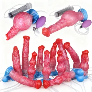 Dildo inflable de silicona amb nus d'ejaculació, circumferència ajustable, squirting, penis de cavall de fantasia, joguines sexuals per a adults, dilatador anal