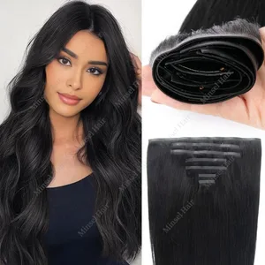 Clip in PU Clip per capelli umani Premium Remy nelle estensioni su trama di nastro Seta liscia capelli naturali europei reali 14-24 pollici 7 pezzi 110G