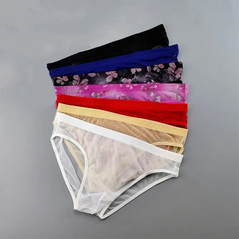 Transparenta nylontrosor för män 3D-väska Lättviktsbikiniunderkläder för män Mjuka, genomskinliga Snabbtorkande Stretchiga underkläder XL/XXL/3XL/4XL