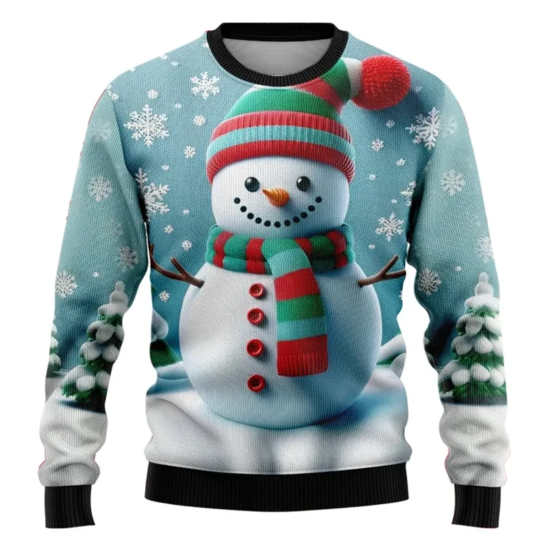 Nam Nữ Xmas Áo 3D Giáng Sinh Người Tuyết Santa In Hình Giáng Sinh Xấu Xí Áo Len Unisex Chui Đầu Ngày Lễ Đảng Dây Nhảy Cao Cấp