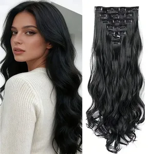 Extensions capillaires synthétiques bouclées longues de 20 pouces, postiche moelleuse résistante à la chaleur pour femmes, utilisation quotidienne en fête