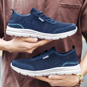 Sapatos masculinos de malha casual verão respirável tênis para caminhada diária leve e antiderrapante mocassins para dirigir
