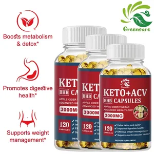 Greensure Keto Apple Cider Vinegar Capsules ACV مع Apple Cider Keto مكمل لصيغة نكهة التفاح للرجال والنساء