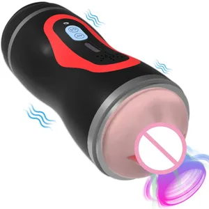 Male Masturbator Cup Vibrator 2 in 1 Realistic Pussy Mouth Double End Vagina Oral Pocket Cups Male Masturbation Sex Toy for Man