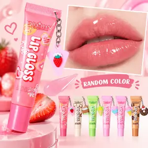 Random 1 Piece Sweet Pendant Lip Gloss Hydrating Plump Lip Oil Διαφανές γυαλιστερό Lip Gloss Χαριτωμένο καλλυντικό για καθημερινή περιποίηση χειλιών