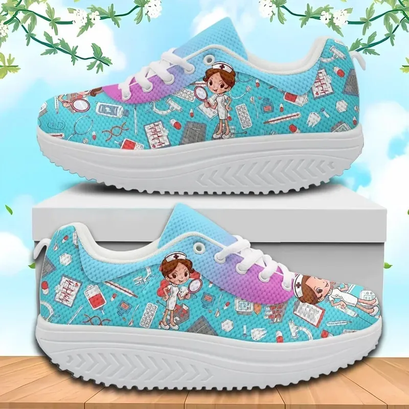 Fashion Women's Nurse Shoes Non-Slip Soft Platform Sneakers Medical Assitant Pattern Air Cushion Footwear Zapatos
