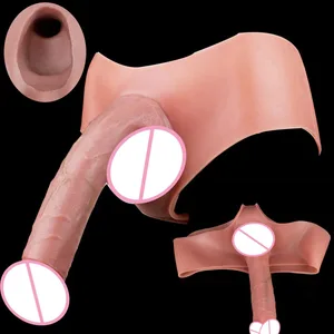 Mandlige Strap-On Long Hollow Dildo Ultra Realistic Penis Extend Sleeve Bukser насадка на член Mandlige Cock Cover Sexlegetøj
