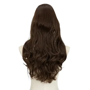 Extension capillaire synthétique à Clip u-part, postiche longue, épaisse et bouclée, Blonde naturelle, résistante à la chaleur pour femmes