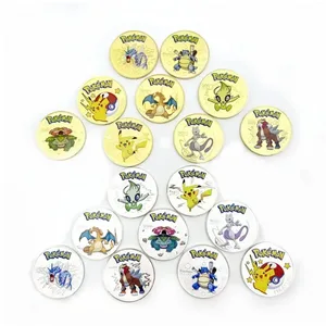 Pokemon Đồng Tiền Vàng Pikachu Anime Đồng Tiền Kỷ Niệm Charizard Vàng Kim Loại Tròn Đồng Xu Đồ Chơi