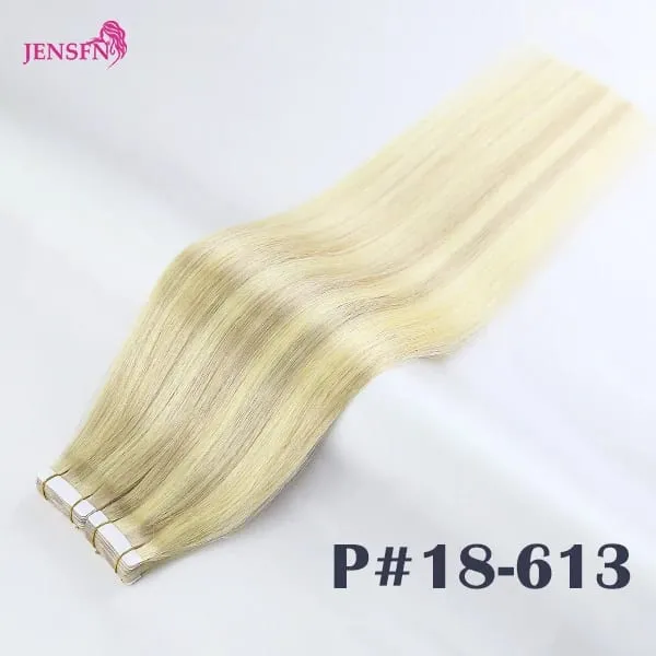 Tape In Hair Extensions 100% Really Human Hair Remy 16"-24"Inch Brown Blond 613 Straight PU Skin Weft Tape Ins For Salon