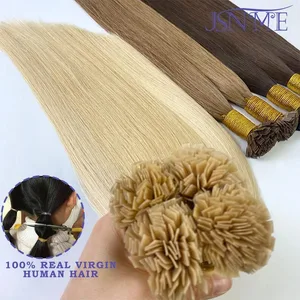 Virgin Hair Platt Spets Hårförlängningar Naturligt Äkta Människohår Fusion Kapsel Keratin Brun Blond 1g/Strand 14-22 tum För Kvinna