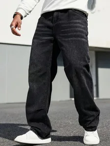Jean classique à jambe droite pour homme - Mélange de coton Denim bleu foncé non extensible toutes saisons Coupe confortable avec poches inclinées