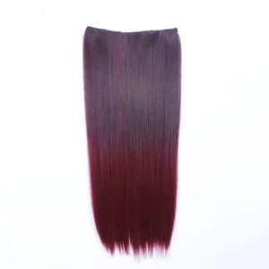 Zolin Straight Hair Clip In Hair Extension Rainbow Colorful Ombre Color One Piece With 5Clips Synthetic Cosplay Hairpieces