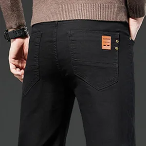 Jean blanc élastique pour hommes, coupe droite, Slim, décontracté, doux, Business, classique, marque, mode, pantalon en Denim extensible avancé