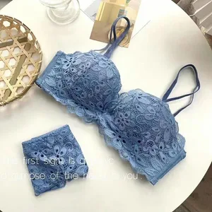 مجموعة ملابس داخلية جديدة للدفع لأعلى، حمالة صدر مريحة وخالية من الأسلاك وخفيفة الوزن توفر دعمًا للرفع والجانب، وتصميم دانتيل مثير ورائع