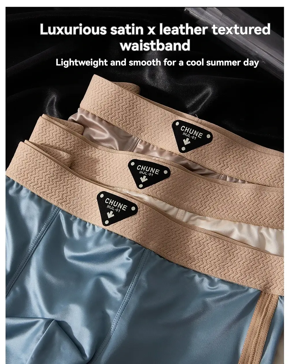 3 unids/pack de bragas de lujo de seda de hielo tipo satén para hombre, calzoncillos tipo bóxer de seda de doble capa transpirables higroscópicos con entrepierna, calzoncillos de alta elasticidad 3256809382495730