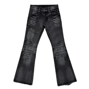 Pánské džíny Harajuku Y2K Streetwear Středně modré rozšířené džínové kalhoty Vintage seprané Bootcut Široká noha Volný střih Gotický High Street Nové