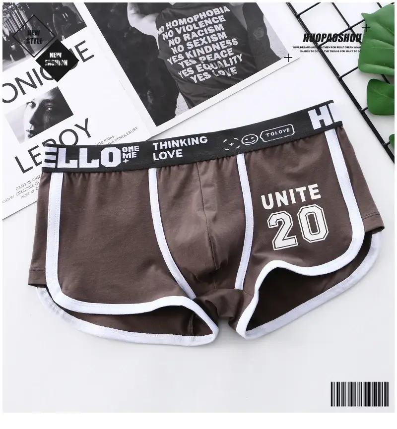 1/3pc roupa interior masculina esportes boxer shorts de algodão oversized cor sólida juventude moda esportes calcinha masculina confortável respirável